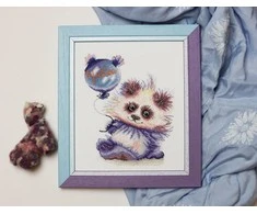 Beldizart (Nutrauktas) Kryželiu siuvinėjimo rinkinys "Panda su kamuoliu" 16.8 × 13.6 cm S/VK059