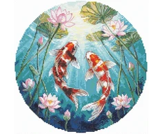 Beldizart Kryželiu siuvinėjimo rinkinys "Karpiai ir lotosai" 21.5 x 21.5 cm SANK-73