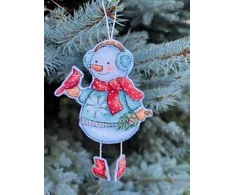 Beldizart Siuvinėjimo kryželiu rinkinys "Sniego senis su paukščiu" 10,5 х 14 cm SANS-80