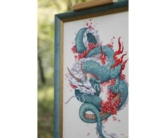 Beldizart Skaičiuotos kryžiukų siuvinėjimo rinkinys "Drakonas ir sakura" 20,3x36,2 cm S/MG026