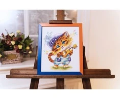 Beldizart (Nebegaminama) Kryželiu siuvinėjimo rinkinys "Tigras-gitaristas" 22.3 × 18.3 cm S/VK068