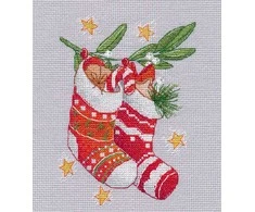 Oven Beldizart Kryželiu siuvinėjimo rinkinys "Naujametiniai batai" 12x16 cm S1648