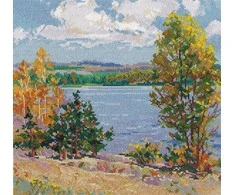 Oven Beldizart Kryželių siuvinėjimo rinkinys "Ruduo prie upės" 23x23 cm S1651