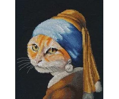 Oven Beldizart Siuvinėjimo kryželiu rinkinys "Katytė su perlais auskaruose" 21x22 cm S1654