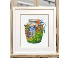 Oven Beldizart Kryželiu siuvinėjimo rinkinys "Vasara stiklainyje" 13x15 cm S1657