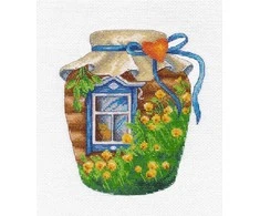 Oven Beldizart Kryželiu siuvinėjimo rinkinys "Vasara stiklainyje" 13x15 cm S1657