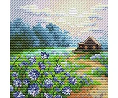 MP Studia Beldizart Kryželiu siuvinėjimo rinkinys "Kraštovaizdis su cikorija" 11x11 cm SM-1234