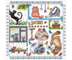 MP Studia Beldizart Kryželio siuvinėjimo rinkinys "Sampler. Katės" 20x20 cm SNV-894