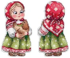 MP Studia Beldizart Kryželiu siuvinėjimo rinkinys "Mergaitė su višta" 12x7 cm SR-1170
