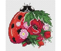 MP Studia Beldizart Vandenyje tirpus drobės kryželiu rinkinys "Gėlė-ladybug" 9x9 cm SV-1033