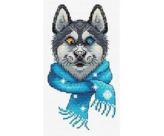 MP Studia Beldizart Vandenyje tirpus drobės kryželiu siuvinėjimo rinkinys "Funny Husky" 15x8 cm SV-1035