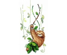 MP Studia Beldizart Vandenyje tirpus drobės kryželiu siuvinėjimo rinkinys Perky sloth SV-538