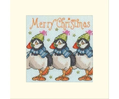 Bothy Threads Cross stitch "Christmas Card - Huffin' Puffin Christmas" XMAS96 10x10 cm