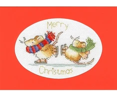 Bothy Threads Cross stitch "Christmas Card - Mice On Ice" XMAS63 13x9 cm
