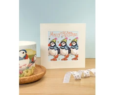 Bothy Threads Cross stitch "Christmas Card - Huffin' Puffin Christmas" XMAS96 10x10 cm