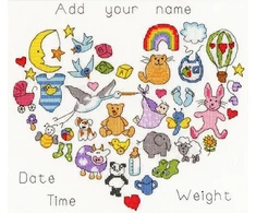 Bothy Threads Cross stitch kit "Baby Heart" XJA7 27x24 cm