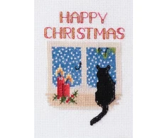 Bothy Threads Cross stitch kit "Christmas Card - Christmas Cat" DWCDX48 9x13.3 cm