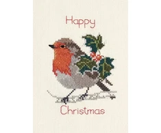 Bothy Threads Cross stitch kit "Christmas Card - Holly And Robin" DWCDX18 9x13.3 cm