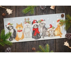 Bothy Threads Cross stitch kit "Festive Felines" XKTB11 39x16 cm