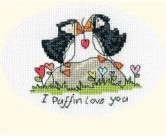 Bothy Threads Cross stitch kit "Greeting Card - I Puffin Love You" XGC42 13x9 cm