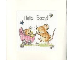 Bothy Threads Cross stitch kit "Greeting Card - Hello Baby!" XGC21 10x10 cm
