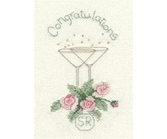 Bothy Threads Cross stitch kit "Greeting Card - Rose And Champagne" DWCDG12 9x13.3 cm