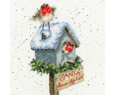 Bothy Threads Cross stitch kit "Santa Please Stop Here" XHD55 26x26 cm