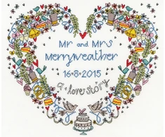 Bothy Threads Cross stitch kit "Wedding Heart" XWS10 34x30 cm