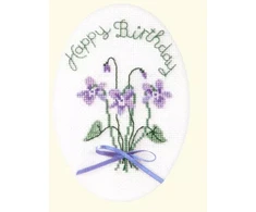 Bothy Threads Siuvinėjimo kryželiu rinkinys "Sveikinimo atvirutė - Violets" BT-DWCDG26 9x13.3 cm