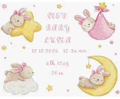 Letistitch Kryželiu siuvinėjimo rinkinys „Baby Girl record“ 41x33cm SLETIL9943