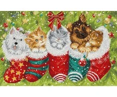 Letistitch Kryželiu siuvinėjimo rinkinys "Šunys ir katės kojinėse" 37x24cm SLETIL9940