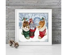 Letistitch Skaičiuojamo kryžminio dygsnio rinkinys „Snieguoti kačiukai“ 24x24cm SLETIL8087