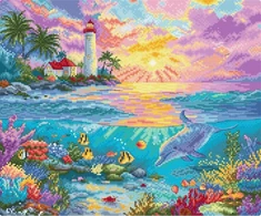 Letistitch Ristinuke komplektas "Delfinų rojus" 29x24 cm LI59-00