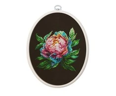 luca S Skaičiuojamo kryžminio siuvinėjimo rinkinys su lanku ''Abalone Pearl'' Peony 12x12cm SBC203
