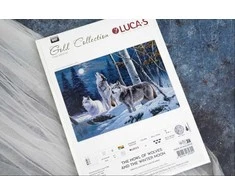 luca S Kryželiu siuvinėjimo rinkinys "Vilko kauksmas ir žiemos mėnulis" 52 x 35 cm SG727