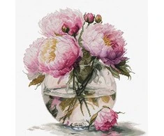 luca S Siuvinėjimo rinkinys su skaičiais "Bijūnų puokštė" 29x31 cm SB7028