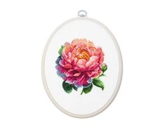 luca S Siuvinėjimo kryželiu rinkinys su lankelis ‘Coral Charm’ bijūnas 12x12cm SBC205