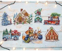 LetiStitch luca S Kalėdinių papuošimų rinkinys Nr. 3/iš 7 dalių po 15x15 cm SLETIL8051