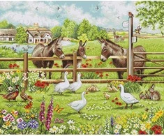 luca S Kryželių siuvinėjimo rinkinys "Asilų kiemas" 39x32 cm SBU5087
