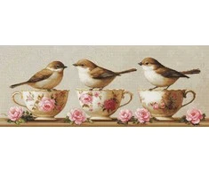 luca S Kryželiu siuvinėjimo rinkinys "Trys dailūs paukščiai" 52x21cm SBU5092