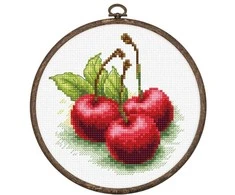 luca S Siuvinėjimo kryželiu rinkinys su lankeliu "Vyšnios" 10x10cm SBC103