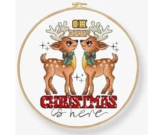 LetiStitch luca S Kryželiu siūlų rinkinys Oh Deer Christmas Is Here - įtrauktas lankelis 12x14cm SLETIL9912