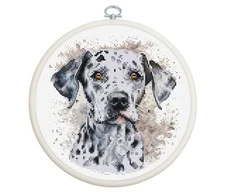 luca S Skaičiuojamas kryželiu siuvinėjimo rinkinys su lanku „The Dalmatian“ 15x16cm SBC208