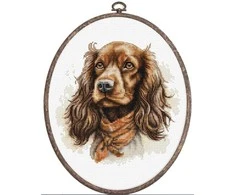 luca S Skaičiuojamasis kryželių siuvinėjimo rinkinys su lanku Komplekte "The Cocker Spaniel" 16x16cm SBC223