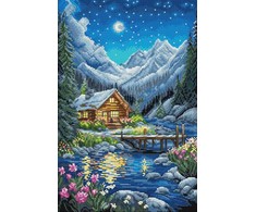LetiStitch luca S Kryželiu siuvinėjimo rinkinys Mėnulio naktis 19x29cm SLETIL9916