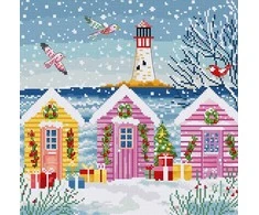LetiStitch luca S Siūlų kryželiu siuvinėjimo rinkinys Snowy Sea Cottages 23x22cm SLETIL9915