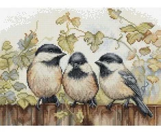 luca S Kryželiu siuvinėjimo rinkinys Kikiliai ant tvoros 24x17,5cm SBU5066