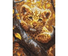 luca S Kryželiu siuvinėjimo rinkinys "Leopardų jauniklis saulėtekio metu" 25x34cm SBU5068