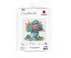 luca S Kryželių siuvinėjimo rinkinys "Vaza su hortenzija" 26x26cm SB7033