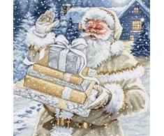 luca S Siūlų skaičiavimo kryželiu rinkinys "Santa and Pressies" 29x29cm SBU5034